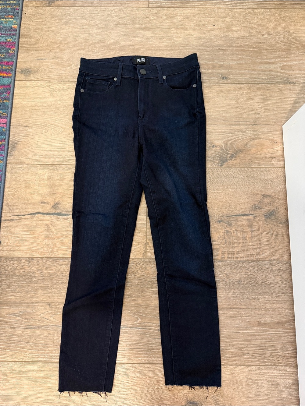 PAIGE Black Skinny Jeans — Raw Hem High-Rise